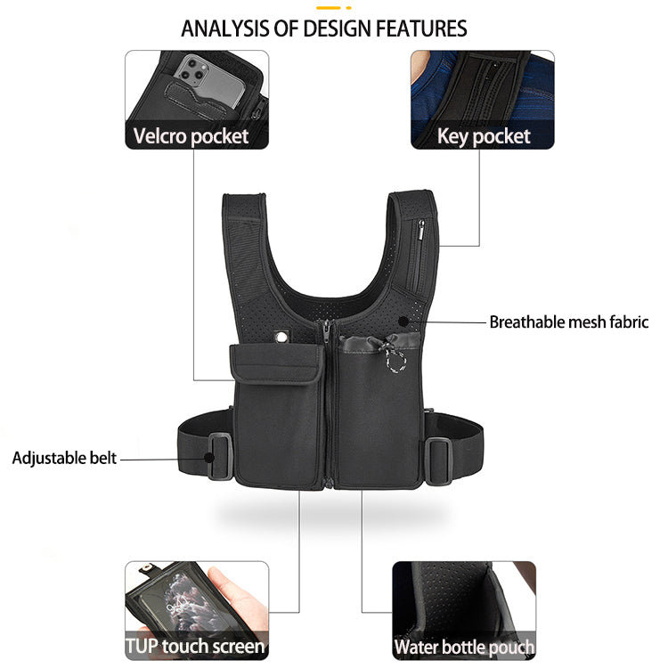 Professional Factory Custom Adjustable Mesh With Pockets Reflective Cycling Mountaineering Running Vest Bag