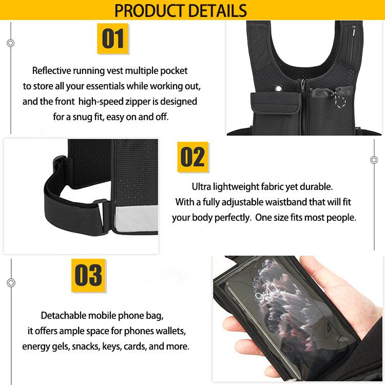 Professional Factory Custom Adjustable Mesh With Pockets Reflective Cycling Mountaineering Running Vest Bag