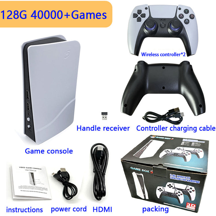 New Design P5 PLUS Wireless 2.4G 4K HD Video 64GB/128GB 30000/40000 Games Box 5 Controller Mini Game Console For Hot Sale
