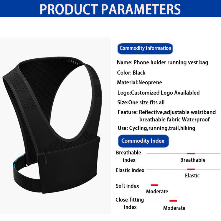 Factory Direct Supply Breathable With Pockets Training And Adjustable Reflective Running Vest Chest Phone Holder For Hot Sale
