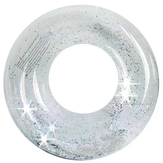 Factory Hot Sale Swim Pool Beach Adult Eco-friendly PVC SequinsTransparent Inflatable Swimming Ring With Wholesale Price