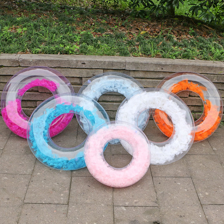 Factory Direct Supply Pool Float Inflatable PVC Transparent Feather Swimming Ring With High Quality