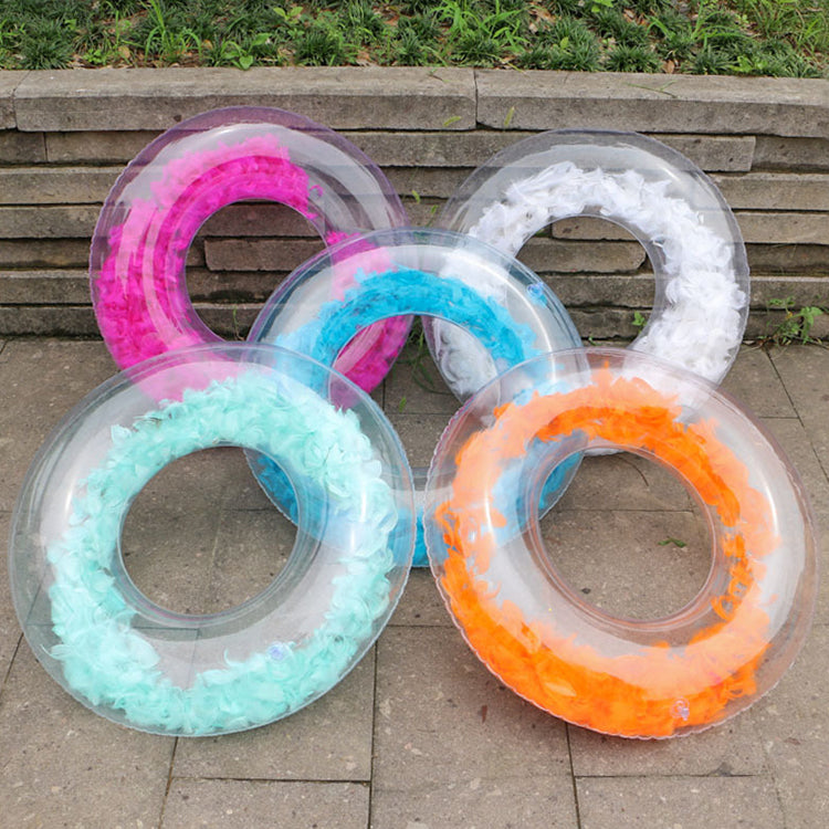 Factory Direct Supply Pool Float Inflatable PVC Transparent Feather Swimming Ring With High Quality