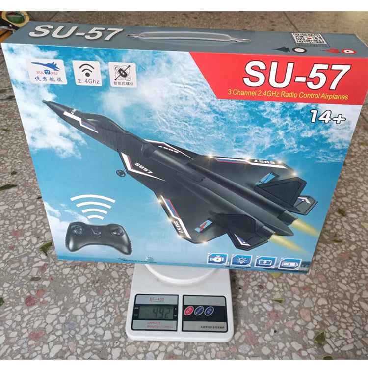 Original Factory Outdoor Fighter Kids Toys Gift RC Plane SU57 LED Lights 2.4G EPP Foam Remote Control Airplane For Hot Sale