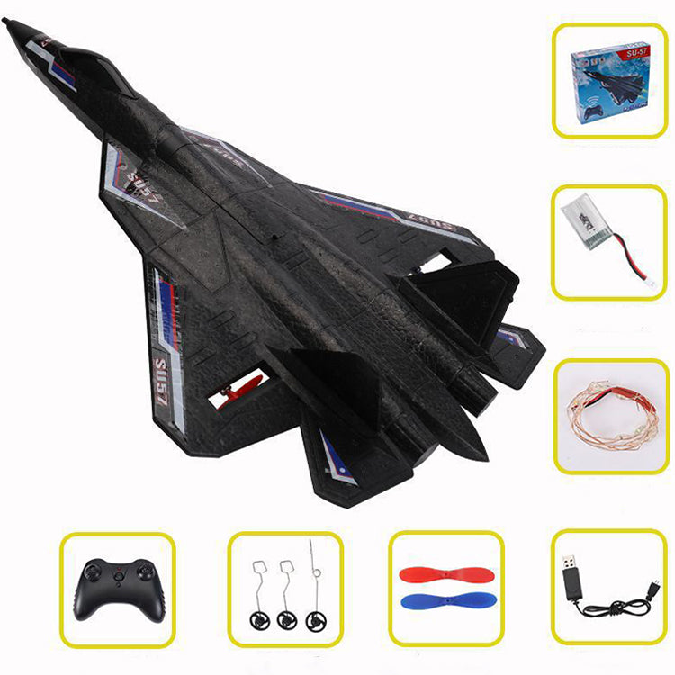 Original Factory Outdoor Fighter Kids Toys Gift RC Plane SU57 LED Lights 2.4G EPP Foam Remote Control Airplane For Hot Sale