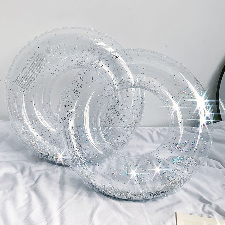Factory Hot Sale Swim Pool Beach Adult Eco-friendly PVC SequinsTransparent Inflatable Swimming Ring With Wholesale Price