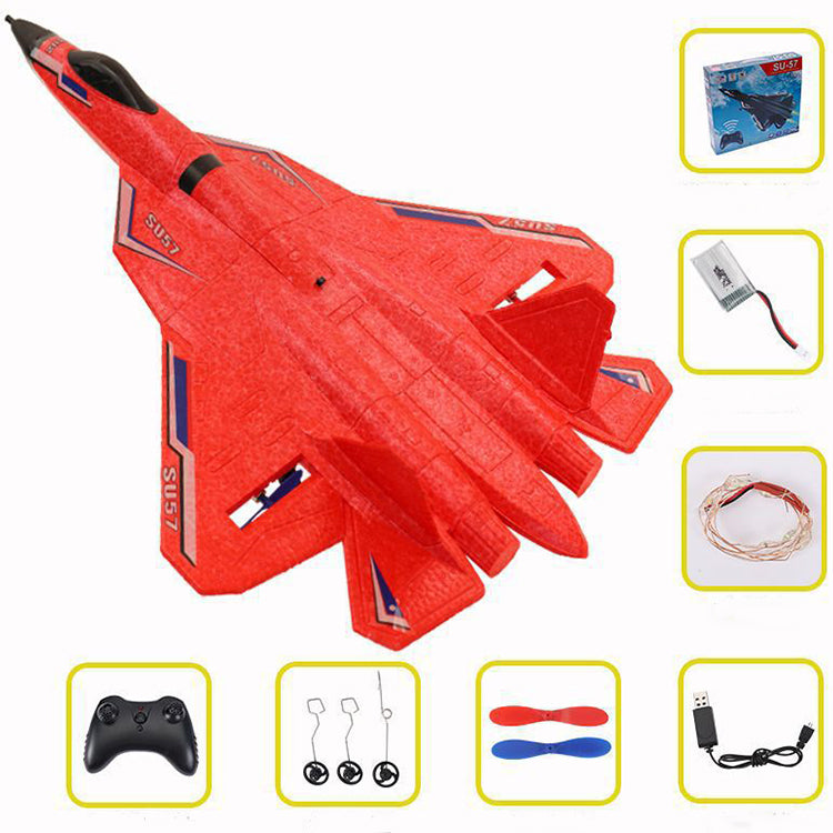 Original Factory Outdoor Fighter Kids Toys Gift RC Plane SU57 LED Lights 2.4G EPP Foam Remote Control Airplane For Hot Sale