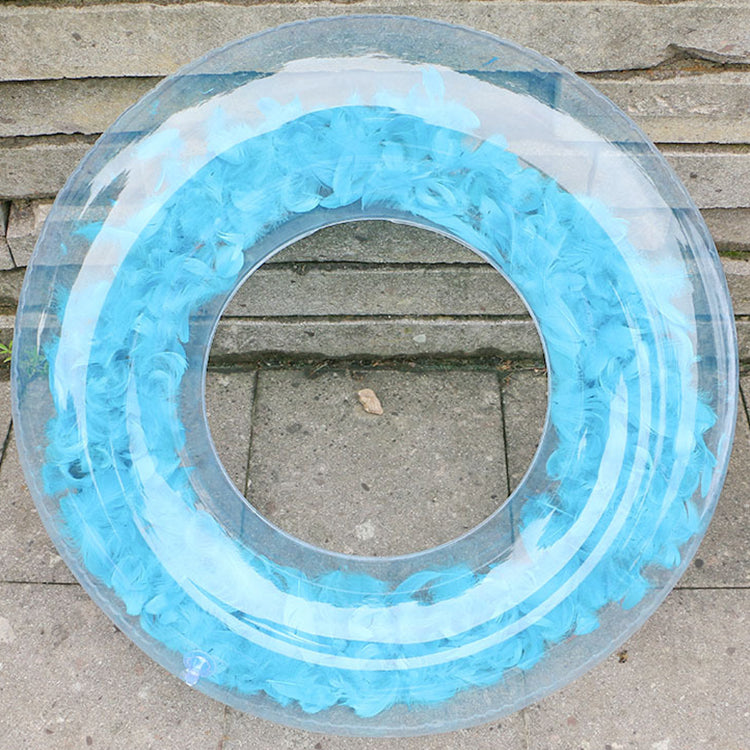 Factory Direct Supply Pool Float Inflatable PVC Transparent Feather Swimming Ring With High Quality