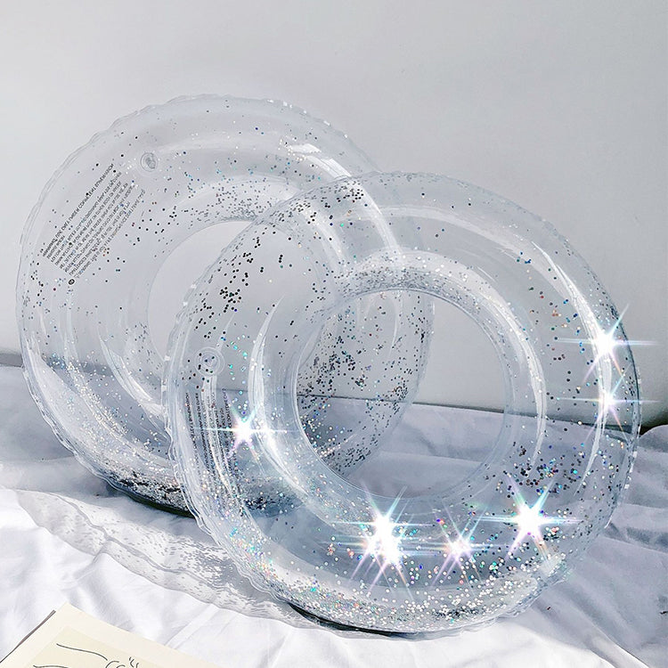 Factory Hot Sale Swim Pool Beach Adult Eco-friendly PVC SequinsTransparent Inflatable Swimming Ring With Wholesale Price