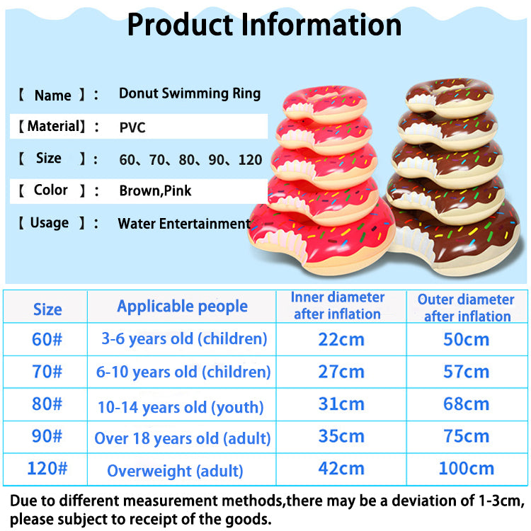 Factory Hot Sale Swim Pool Floats Donut Summer Beach Pvc Inflatable Swimming Rings Donuts With Wholesale Price