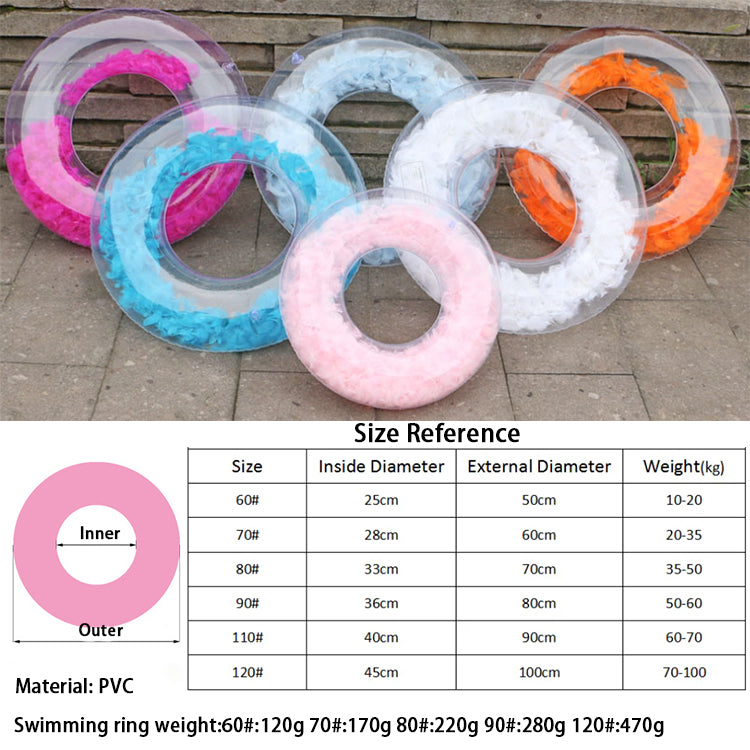 Factory Direct Supply Pool Float Inflatable PVC Transparent Feather Swimming Ring With High Quality
