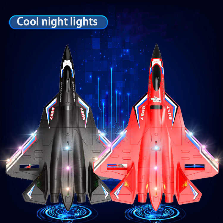 Original Factory Outdoor Fighter Kids Toys Gift RC Plane SU57 LED Lights 2.4G EPP Foam Remote Control Airplane For Hot Sale