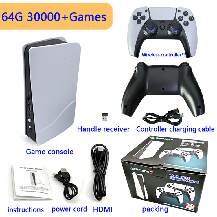 New Design P5 PLUS Wireless 2.4G 4K HD Video 64GB/128GB 30000/40000 Games Box 5 Controller Mini Game Console For Hot Sale