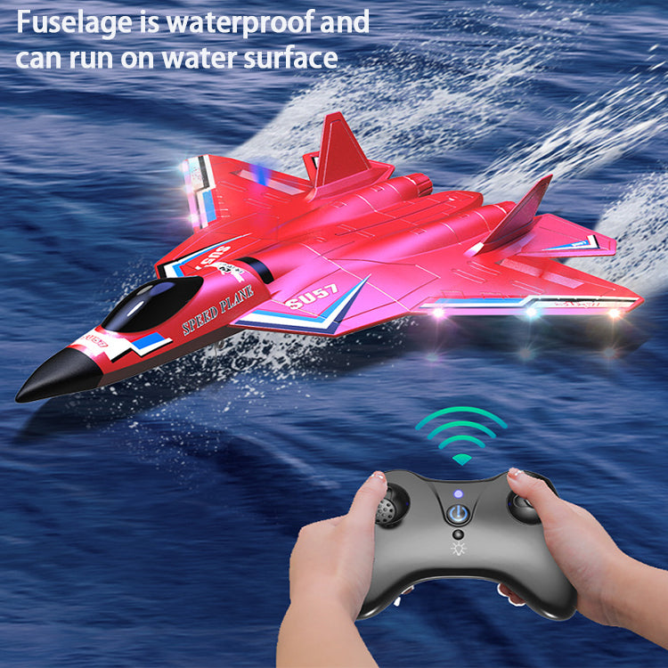 Original Factory Outdoor Fighter Kids Toys Gift RC Plane SU57 LED Lights 2.4G EPP Foam Remote Control Airplane For Hot Sale