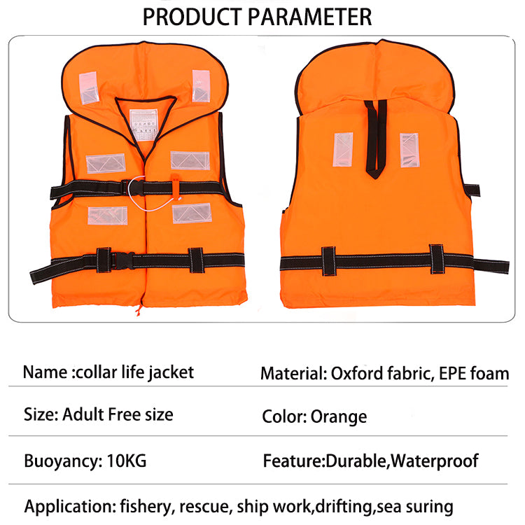 Factory Hot Sale Water Rescue Oxford Fabric Epe Foam Adult Safety Jacket Reflective Large Collar Life Vest With High Quality