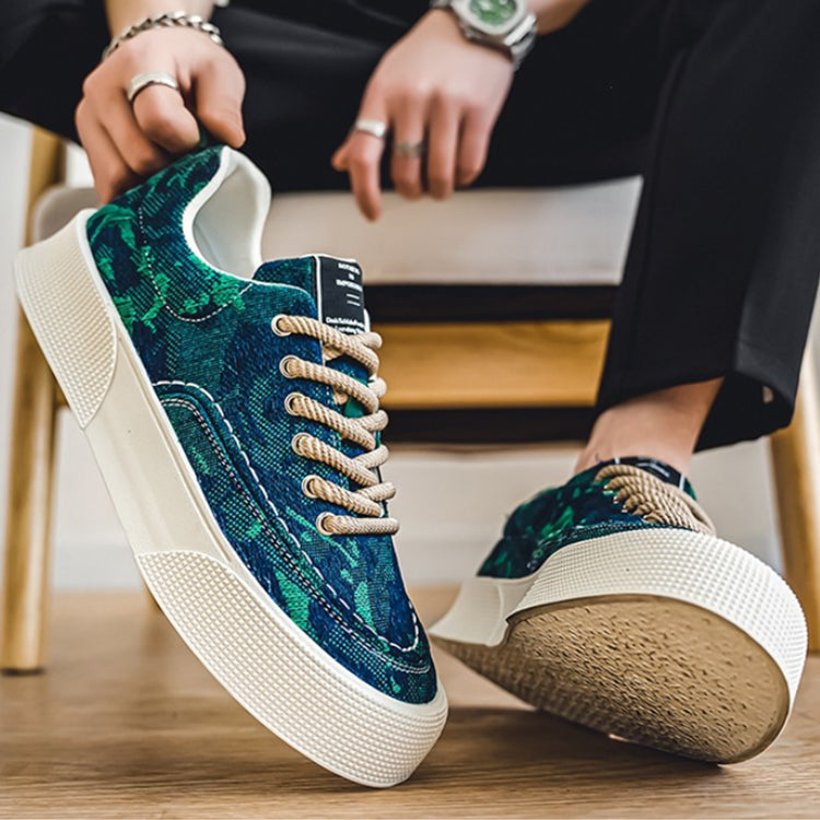 Factory Hot Sale Sports Running Thick Sole Printed Fashion Board Shoes Men's Casual Lace Up Canvas Shoes With Wholesale Price