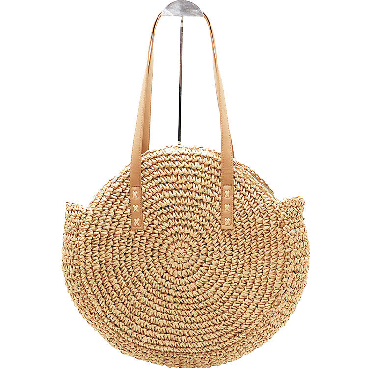 Top Quality Beach Bag Tote Handbag For Women Round Corn Straw Bags