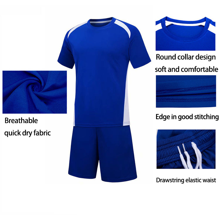 High Quality Adult Kids Football Short Sleeve Sports Suit Soccer Tracksuit Jersey Set With Factory Direct Sale Price