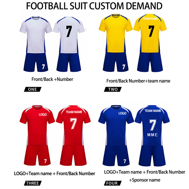 High Quality Adult Kids Football Short Sleeve Sports Suit Soccer Tracksuit Jersey Set With Factory Direct Sale Price