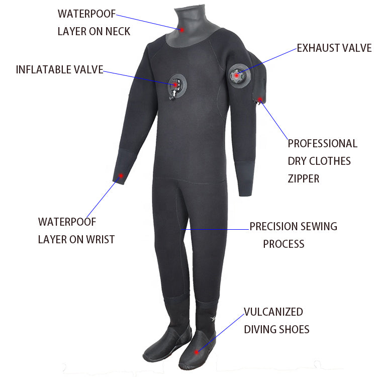Professional Factory Custom Water Rescue Drysuit For Men High Quality Waterproof Diving Neoprene Dry Suit With Boots