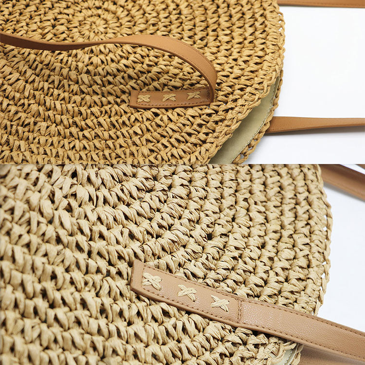 Top Quality Beach Bag Tote Handbag For Women Round Corn Straw Bags