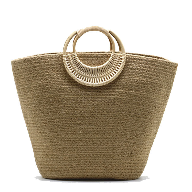 New Products Beach Tote Bag Straw Weaving Lady Handbag Top-Handle Bags