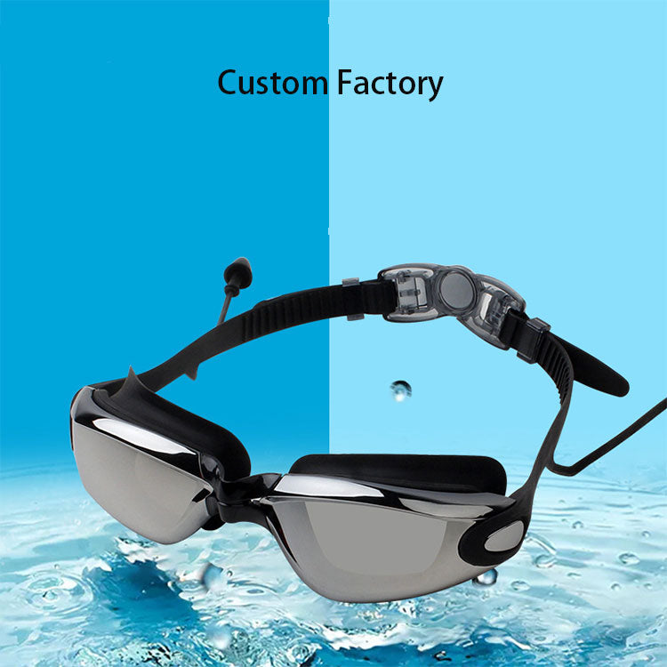 Customized Swim Set China Made Goggle Waterproof Swimming Glasses With Earplugs And Nose Clip Wide Vision