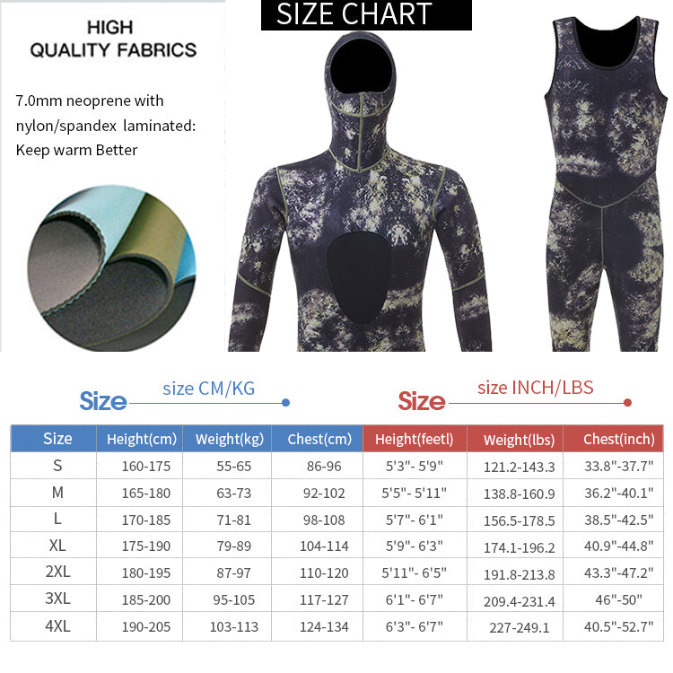 7mm New Original Women For Men Camo Mens Farmer John Wetsuit 7.0mm Spearfishing Wetsuits
