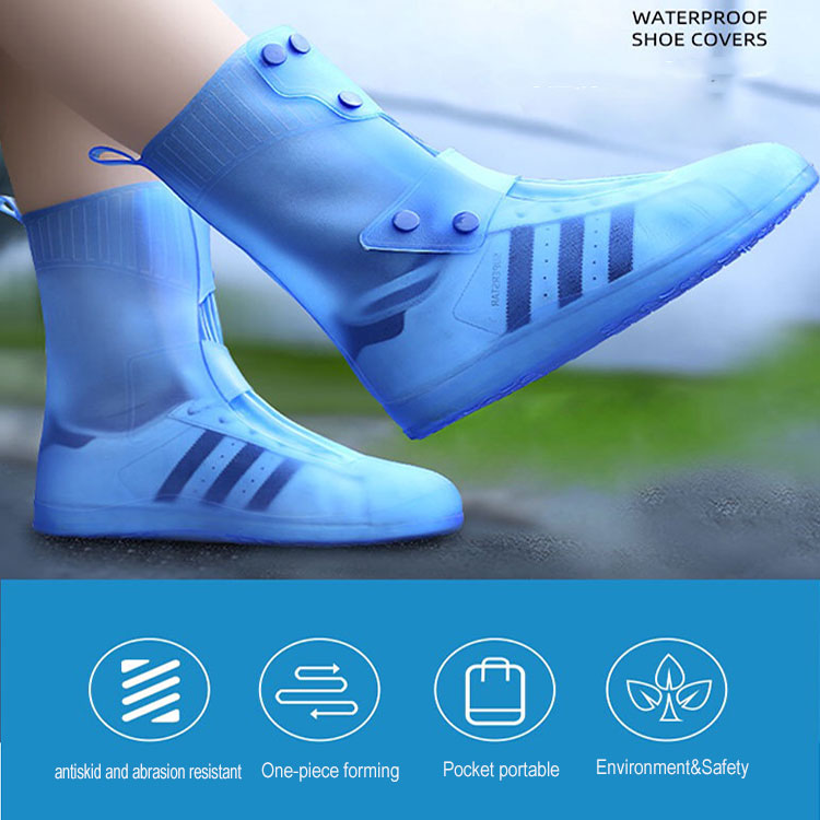 High Quality Outdoor Reusable Shoe Cover Anti Slip Silicone Rain Overshoes High-top