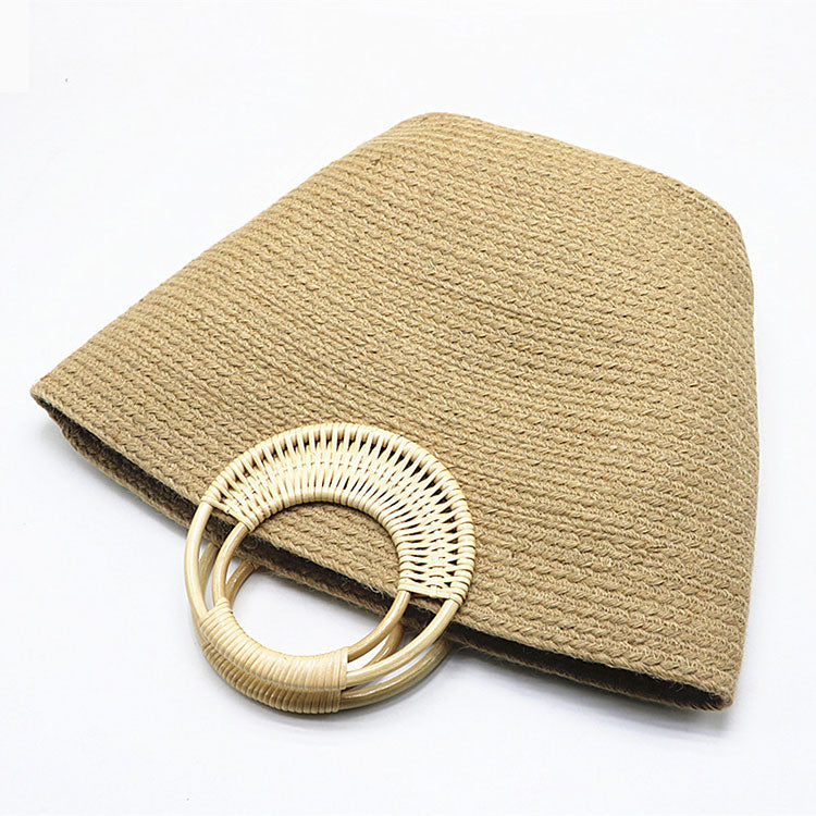 New Products Beach Tote Bag Straw Weaving Lady Handbag Top-Handle Bags