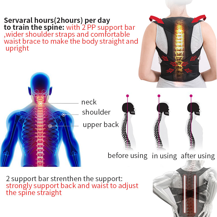 Chinese Factory Comfortable Adjustable Neoprene Brace With PP Bar Support High Quality Back Posture Corrector Kids