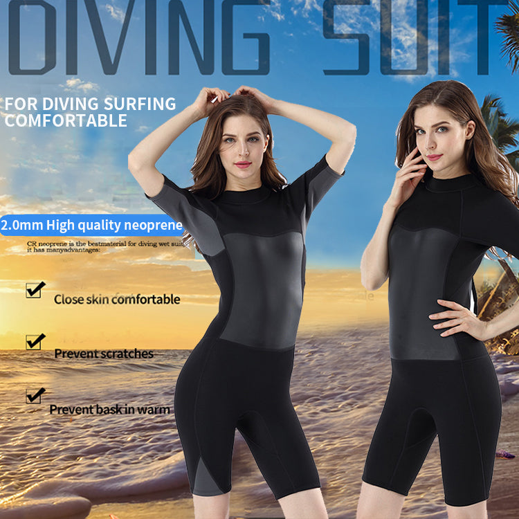 2.0mm New FPretty Design Neopreno Surf Wet Suits Wetsuit Short Sleeve Jumpsuit One-piece Diving Suit 2.0mm Wetsuits Shorty For Women