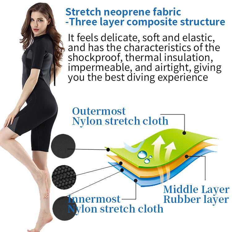 2.0mm New FPretty Design Neopreno Surf Wet Suits Wetsuit Short Sleeve Jumpsuit One-piece Diving Suit 2.0mm Wetsuits Shorty For Women