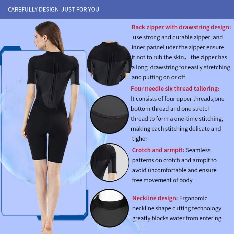 2.0mm New FPretty Design Neopreno Surf Wet Suits Wetsuit Short Sleeve Jumpsuit One-piece Diving Suit 2.0mm Wetsuits Shorty For Women