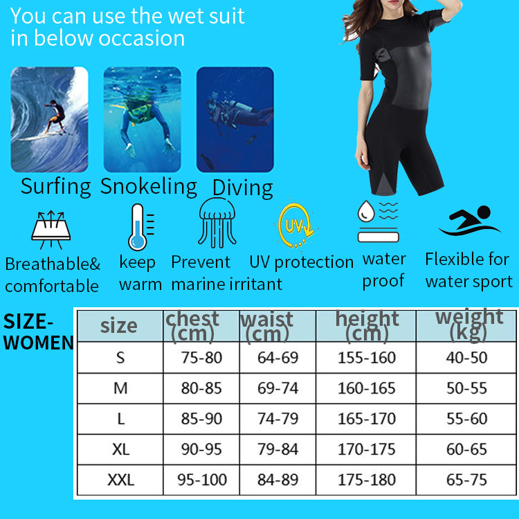 2.0mm New FPretty Design Neopreno Surf Wet Suits Wetsuit Short Sleeve Jumpsuit One-piece Diving Suit 2.0mm Wetsuits Shorty For Women