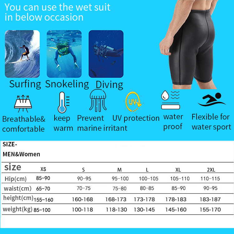 2.0mm High Performance Short Swimming Men Swim Cover Up Pants Smooth Skin Suits