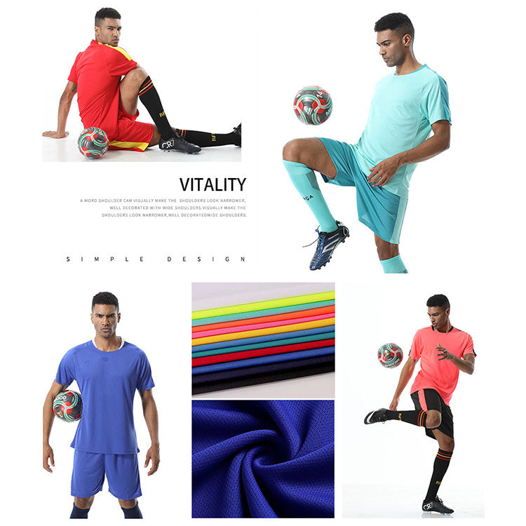 OEM Factory Soccer Uniform Set Workout Sets Plus Size T Shirt And Shorts For Basketball Football Exercise
