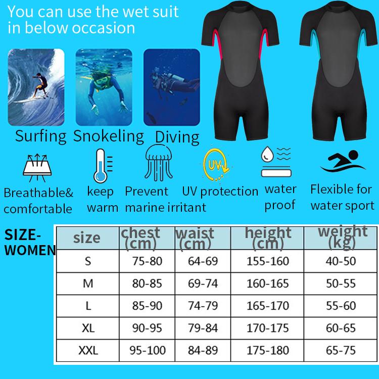 2.0mm OEM Factory Diving Wetsuit Formal For Adults One Piece Pants Jumpsuit Wetsuits Shorty Jumpsuits