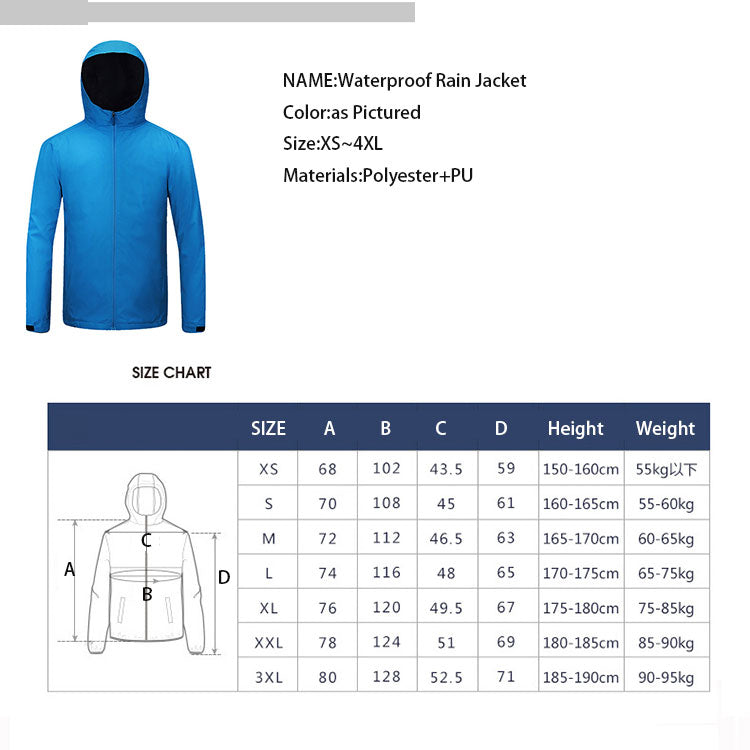 High Quality Men's Rain Waterproof Jacket Light Weight Windbreaker Jackets For Men Women