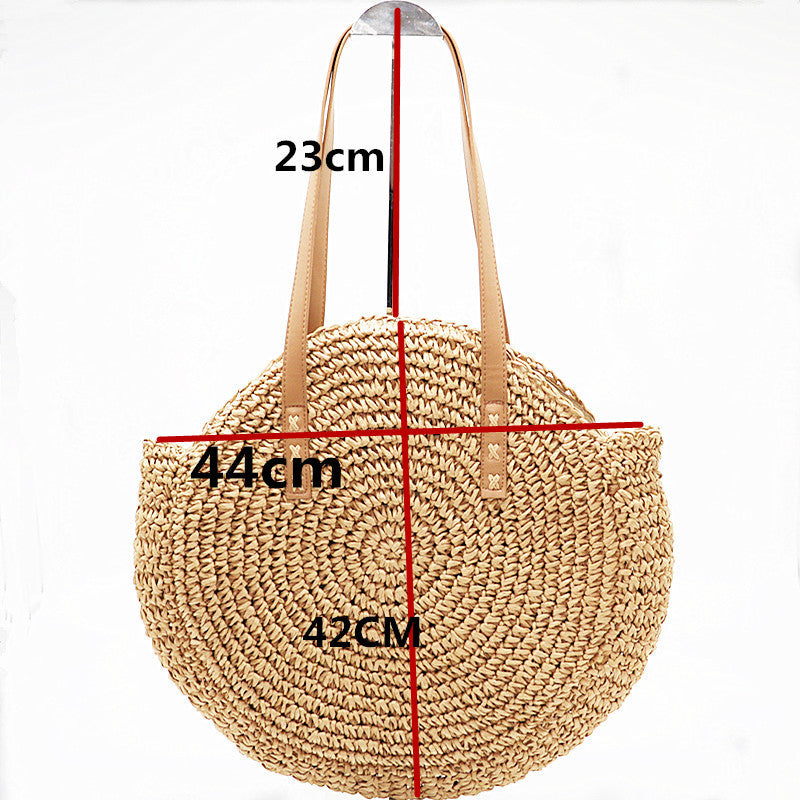 Top Quality Beach Bag Tote Handbag For Women Round Corn Straw Bags