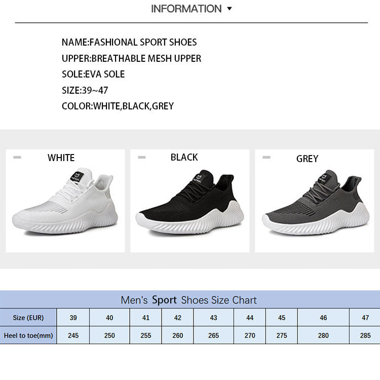 Good Quality Men Sneakers Breathable Walking New Fashion Mesh Running Shoes Outdoor Shoe Big Size