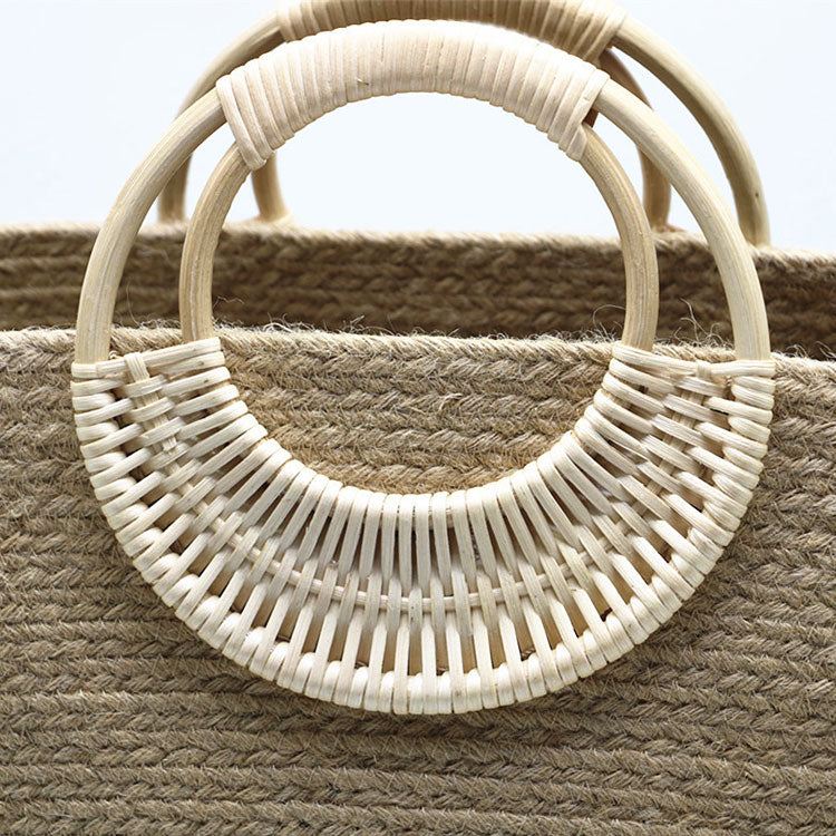 New Products Beach Tote Bag Straw Weaving Lady Handbag Top-Handle Bags