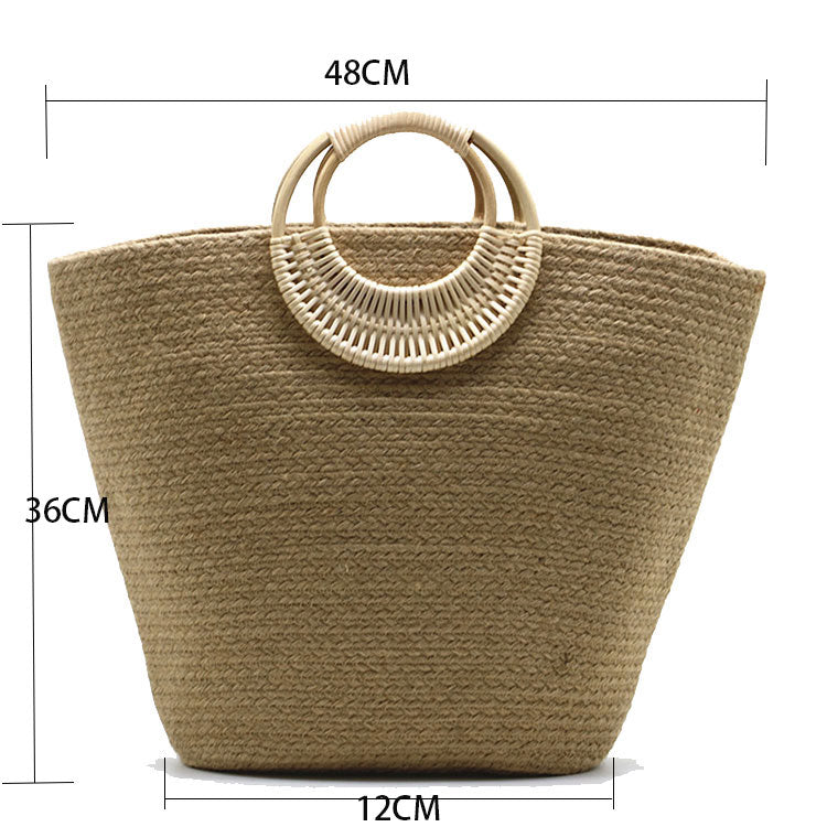 New Products Beach Tote Bag Straw Weaving Lady Handbag Top-Handle Bags