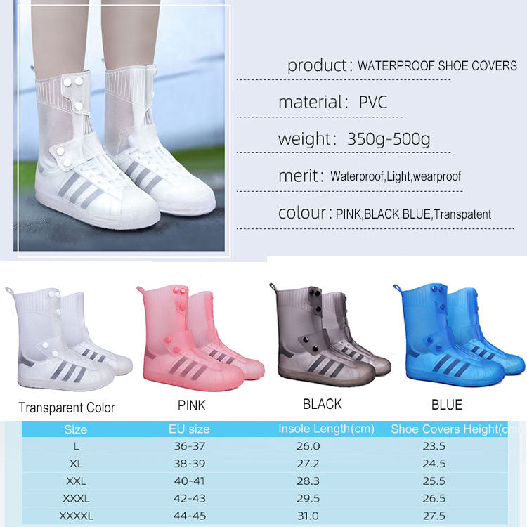 High Quality Outdoor Reusable Shoe Cover Anti Slip Silicone Rain Overshoes High-top
