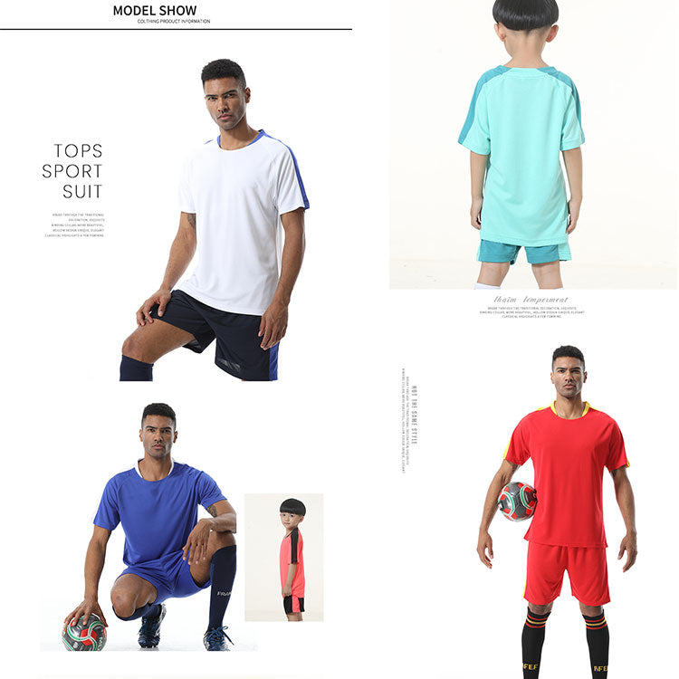 OEM Factory Soccer Uniform Set Workout Sets Plus Size T Shirt And Shorts For Basketball Football Exercise