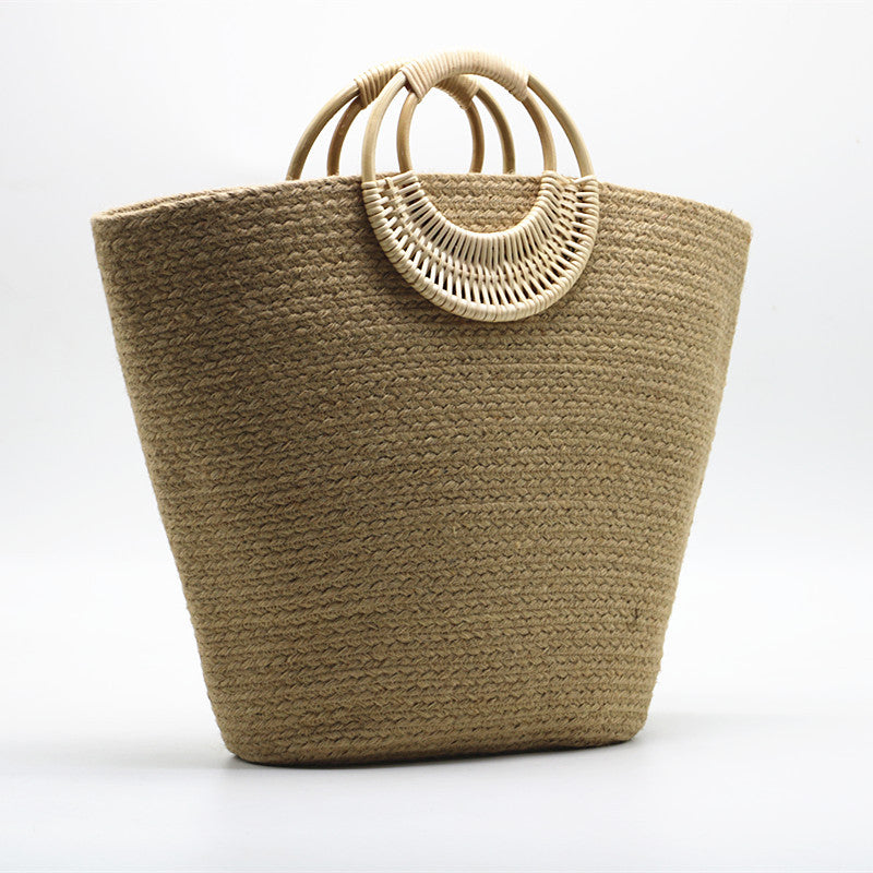 New Products Beach Tote Bag Straw Weaving Lady Handbag Top-Handle Bags