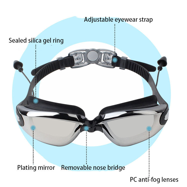 Customized Swim Set China Made Goggle Waterproof Swimming Glasses With Earplugs And Nose Clip Wide Vision