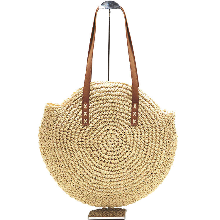 Top Quality Beach Bag Tote Handbag For Women Round Corn Straw Bags