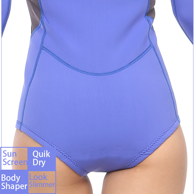 Customized Surfing Wetsuit Swimming Wet For Women In Cold Water Front Zipper Diving Suits Shorty With Long Sleeve