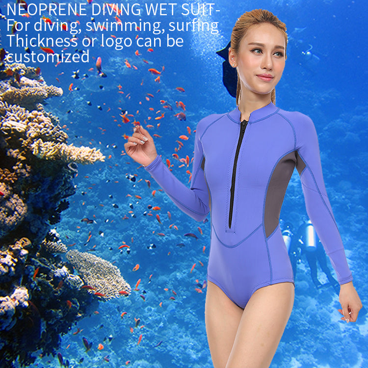 Customized Surfing Wetsuit Swimming Wet For Women In Cold Water Front Zipper Diving Suits Shorty With Long Sleeve
